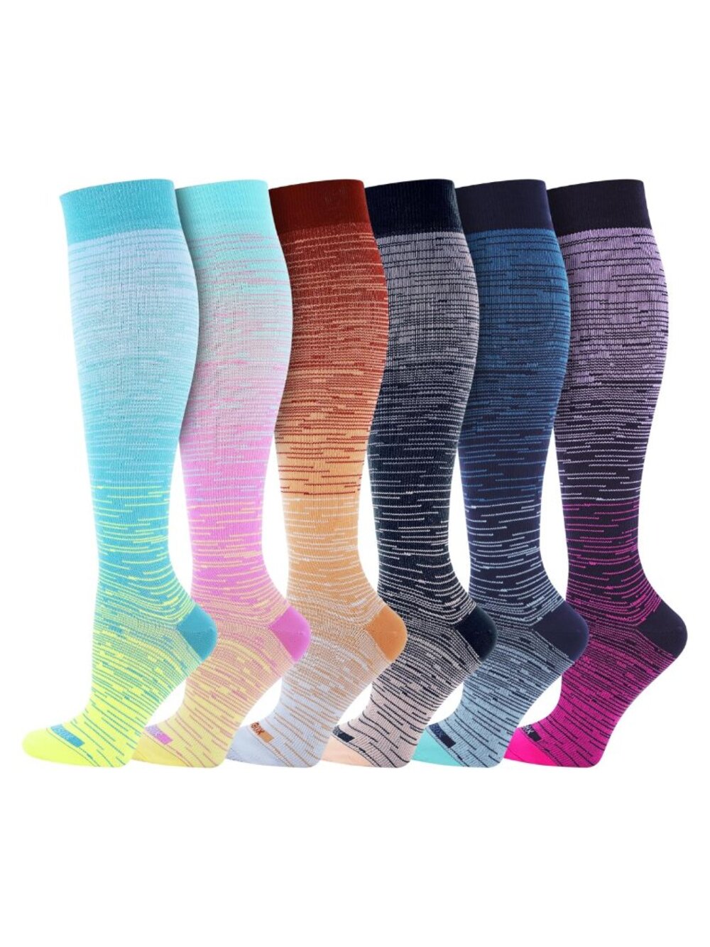 Women's 20-30mmHg Compression Knee High Socks 6 Pack Medical